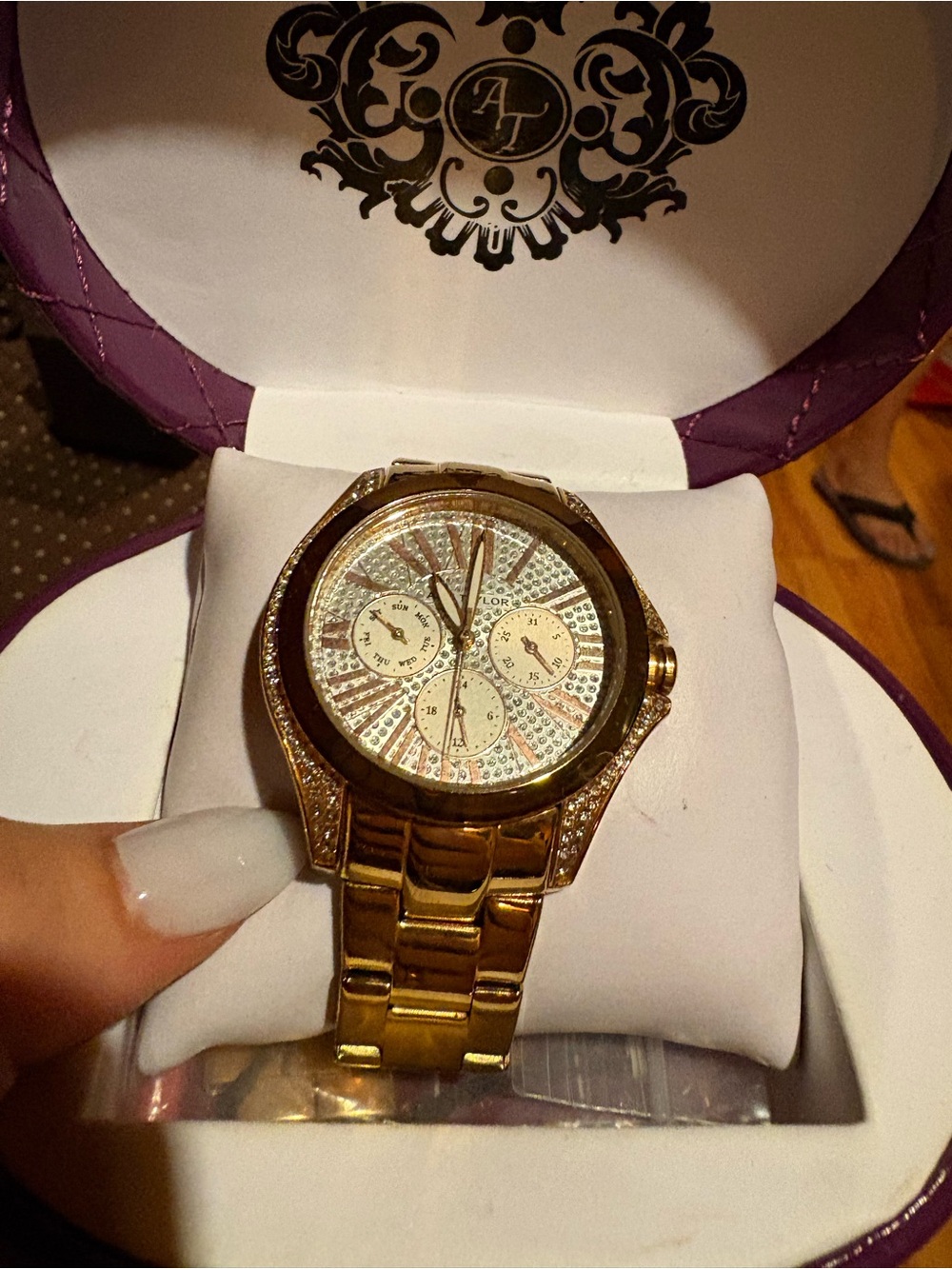Gold-Tone Crystal Accent Women's Watch